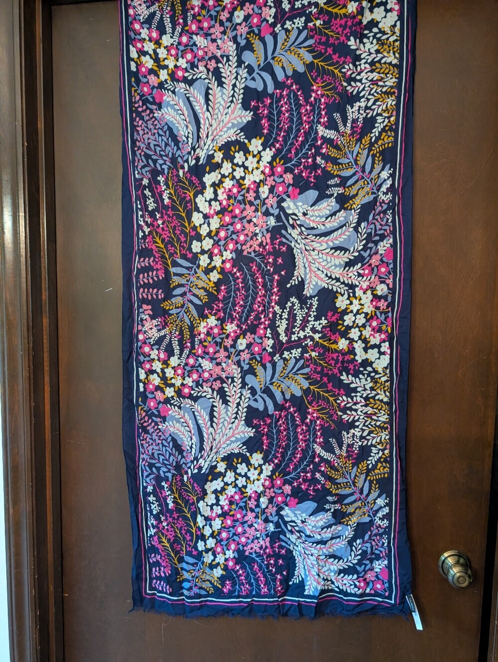 Talbots Navy Floral Accent Scarf - Viscose, 70x 25
